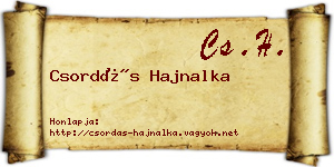 Csordás Hajnalka névjegykártya